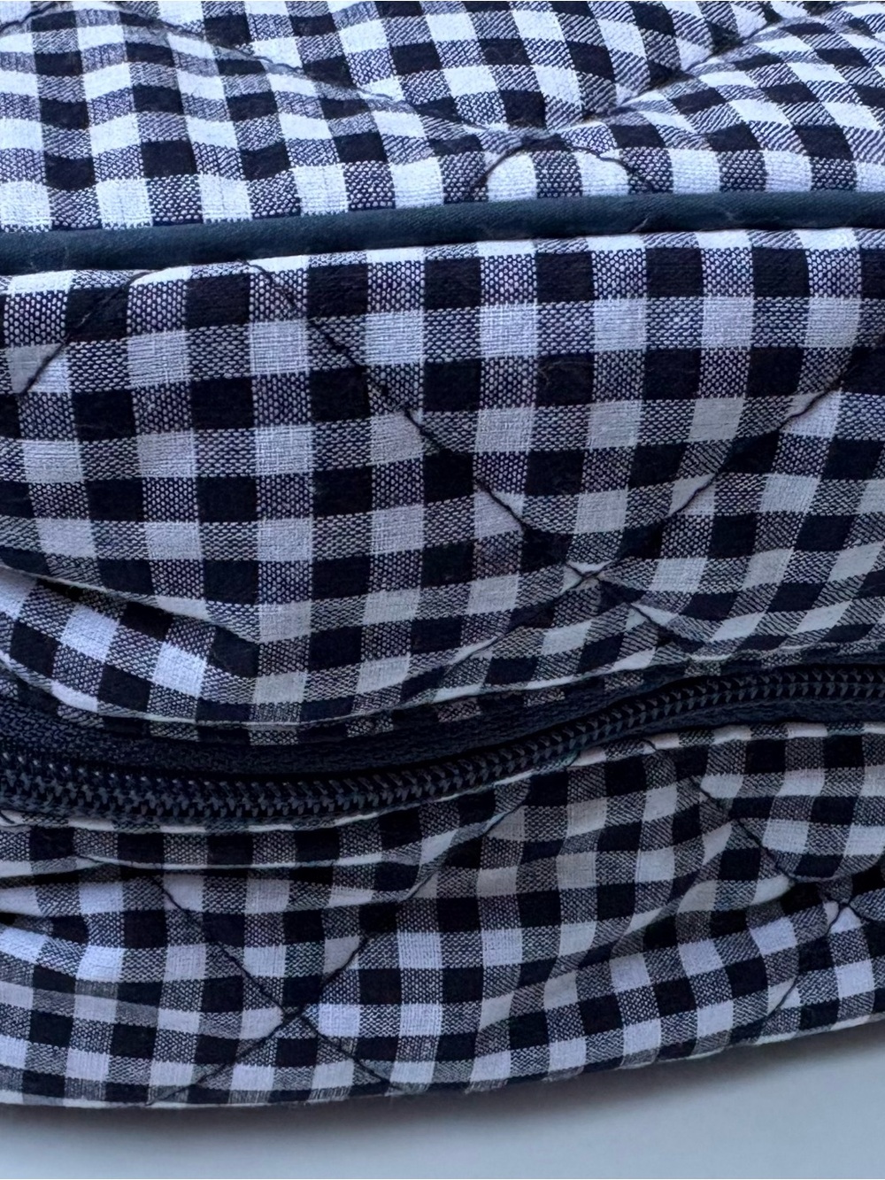 NWT American Eagle Quilted Navy Blue Gingham Cosmetic Bag